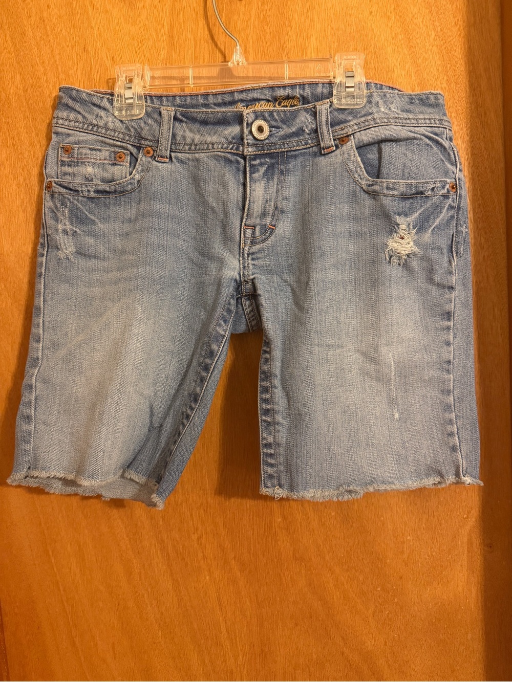 American Eagle Outfitters Light Blue Distressed Denim Shorts